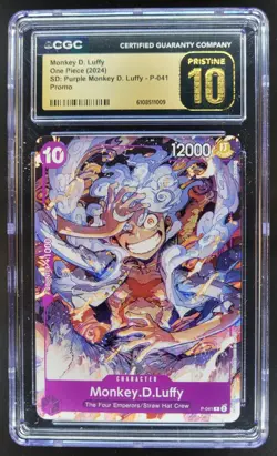 2024 ONE PIECE CCG MONKEY D. LUFFY PURPLE P-041 CGC 10 PRISTINE A PT - Image 1