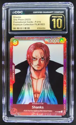 2023 ONE PIECE CCG SHANKS PROMO FILM RED P-016 CGC 10 PRISTINE B PT - Image 1
