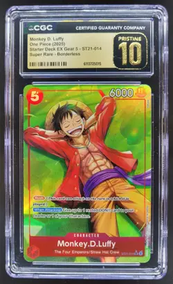 2025 ONE PIECE CCG MONKEY D. LUFFY SUPER RARE BORDERLESS CGC 10 PRISTINE B PT - Image 1