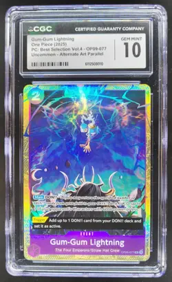 2025 ONE PIECE CCG GUM-GUM LIGHTNING ALT ART OP09-077 CGC 10 C PT - Image 1