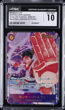2025 ONE PIECE JPN #EB02-061 MONKEY D. LUFFY CGC 10 GEM MINT - Image 1