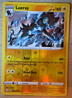 Pokemon TCG Luxray 033/072 Shining Fates Reverse Holo Rare Card - Image 1