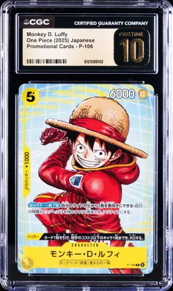2025 ONE PIECE JPN PROMO CARDS #P-106 MONKEY D. LUFFY CGC 10 PRISTINE - Image 1