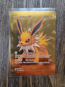 Pokemon Jolteon V GOLD Foil Fan Art Collector Card - 300 HP - 177/203 - Image 1