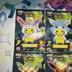 4 Card Holo Poncho Eeveelution Pikachus With Flareon Sylveon & More - Image 2