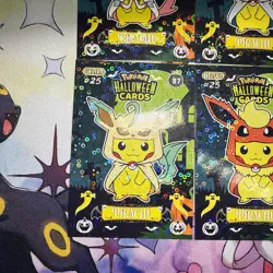4 Card Holo Poncho Eeveelution Pikachus With Flareon Sylveon & More - Image 5