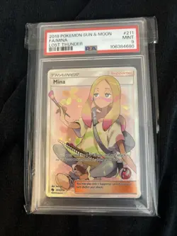 Pokemon Mina TCG Lost Thunder Holo Full Art Ultra Rare Card 211/214 PSA 9 (MINT) - Image 1