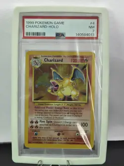 Pokemon 1999 Base Set Charizard Holo Rare #4/102 PSA 7 English TCG Card W/case - Image 1