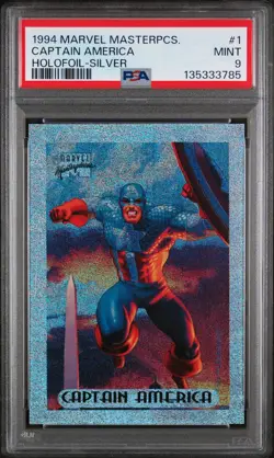 1994 MARVEL MASTERPIECES FOIL SILVER #1 CAPTAIN AMERICA PSA 9 - Image 1