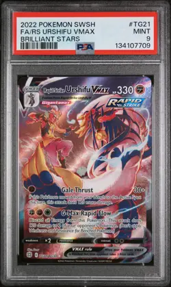 2022 POKEMON SWORD & SHIELD #TG21 FULL ART/RAPID STRIKE URSHIFU VMAX PSA 9 - Image 1