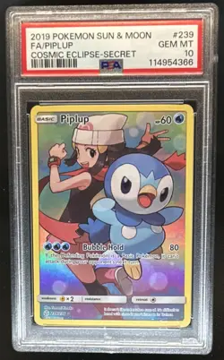 2019 Pokemon Sun & Moon Cosmic Eclipse Piplup #239/236 PSA 10 - Image 1