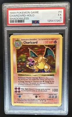 1999 Pokemon Shadowless Charizard Holo #4/102 PSA 5 - Image 1