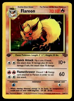 Flareon #3 - Rare HOLO 1st Edition - Pokemon Jungle - LP Message for more Photos - Image 1