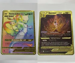 2PCS Mwetwo &Mew Aeceus Gold Metal Pokemon Card-Collectible Gift Display！ - Image 1