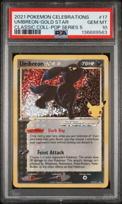 2021 POKEMON CELEBRATIONS CLASSIC COLL #17 UMBREON-GOLD STAR PSA 10 - Image 1