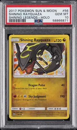 2017 POKEMON SUN & MOON SHINING LEGENDS #56 SHINING RAYQUAZA-HOLO PSA 10 - Image 1