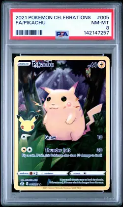 2021 POKEMON CELEBRATIONS #005 FULL ART/PIKACHU PSA 8 - Image 1
