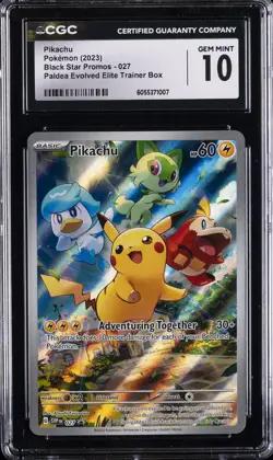 2023 POKEMON SVP EN-SV BLACK STAR PROMO #027 PIKACHU CGC 10 - Image 1