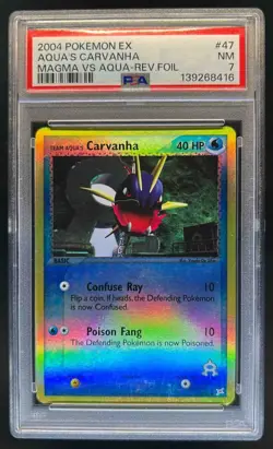 2004 Pokemon EX Team Magma vs Aqua's Carvanha Reverse Holo #47/95 PSA 7 - Image 1