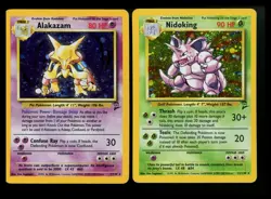 Alakazam 1/130 Nidoking 11/130 Base Set 2 2000 Vintage Pokemon Card Lot WOTC - Image 1