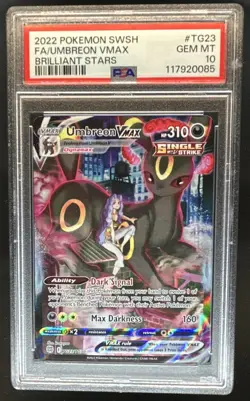 2022 Pokemon SWSH Brilliant Stars Umbreon VMAX Trainer Gallery #TG23/TG30 PSA 10 - Image 1