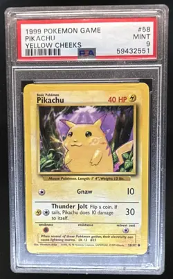 1999 Pokemon Unlimited Pikachu Common Rated Rookie Error #58/102 PSA 9 - Image 1