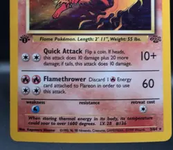 Vintage 1999 Pokemon TCG Jungle Flareon 1st Edition Holo Rare #3 LP - Image 3