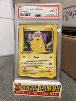 1999 POKEMON GERMAN 1ST First Edition #58 PIKACHU PSA 8 - Image 1