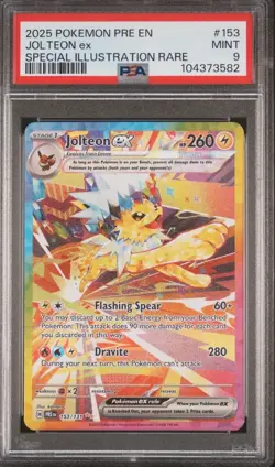 2025 Pokemon Pre EN- Jolteon EX #153 Special Illustration Rare PSA 9 - Image 1
