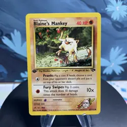 Pokemon Blaine's Mankey 63/132 Gym Challenge 1st Edition LP - Image 1
