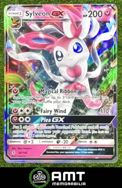 Sylveon GX 2017 Pokemon Sun & Moon Guardians Rising #92/145 Holo Rare - Image 1
