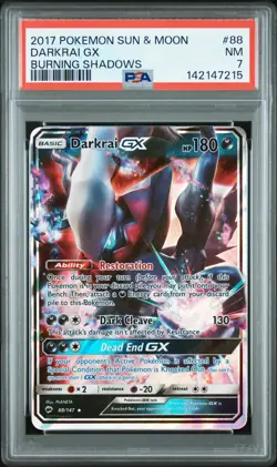 2017 POKEMON SUN & MOON BURNING SHADOWS #88 DARKRAI GX PSA 7 - Image 1