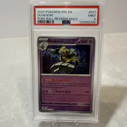 2025 POKEMON PRE EN-PRISMATIC EVOLUTIONS POKE BALL REVERSE HOLO DUSKNOIR PSA 9 - Image 1