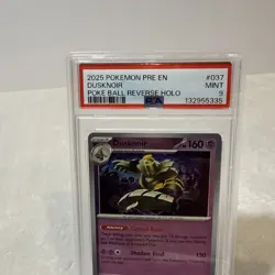 2025 POKEMON PRE EN-PRISMATIC EVOLUTIONS POKE BALL REVERSE HOLO DUSKNOIR PSA 9 - Image 4