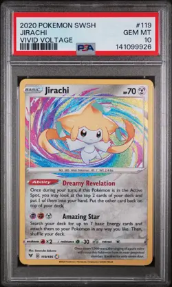 2021 Pokemon Vivid Voltage 119/185 Jirachi Amazing Rare Holo PSA 10 - Image 1