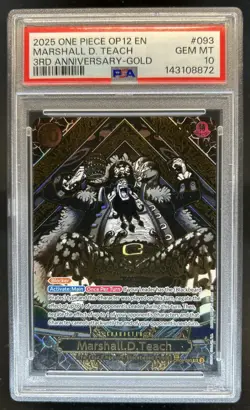 2025 One Piece 3rd Anniversary Marshall D Teach Gold #OP09-093 PSA 10 - Image 1