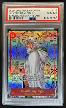 2024 One Piece Silvers Rayleigh Manga Alt Art #OP08-118 PSA 10 GEM MINT - Image 1