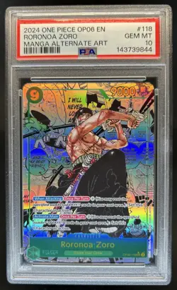 2024 One Piece Roronoa Zoro Secret Rare Manga Art #OP06-118 PSA 10 - Image 1