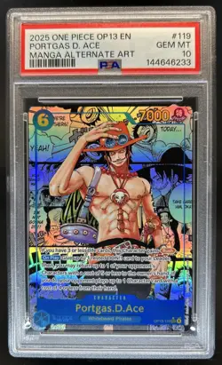 2025 One Piece Portgas D. Ace Manga Alternate Art #OP13-119 PSA 10 GEM MINT - Image 1