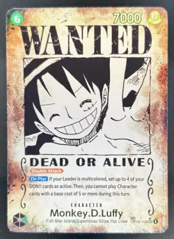 2025 One Piece Carrying His Will Monkey.D.Luffy Wanted Alternate Art #OP13-118 - Image 1