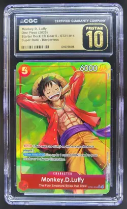 2025 ONE PIECE CCG MONKEY D. LUFFY SUPER RARE BORDERLESS CGC 10 PRISTINE C PT - Image 1