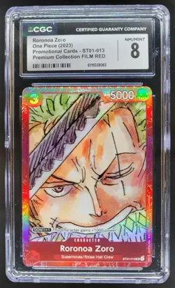 2023 ONE PIECE CCG RORONOA ZORO FILM RED ST01-013 CGC 8 A PT - Image 1
