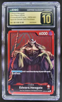 2024 ONE PIECE CCG EDWARD NEWGATE SPECIAL GOODS OP02-001 CGC 10 PRISTINE B PT - Image 1