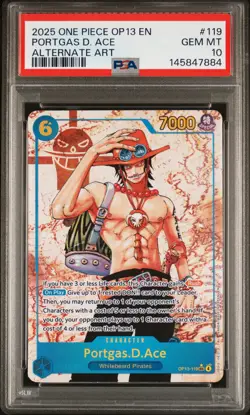2025 ONE PIECE OP13-CARRYING ON HIS WILL ALTERNATE ART PORTGAS D. ACE PSA 10 - Image 1