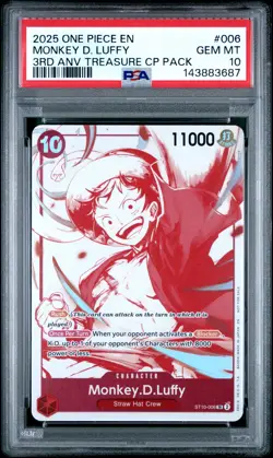 2025 ONE PIECE 3RD ANNIVERSARY! #006 MONKEY D. LUFFY PSA 10 - Image 1