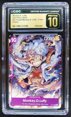 2024 ONE PIECE CCG MONKEY D. LUFFY PURPLE PROMO P-041 CGC 10 PRISTINE B PT - Image 1