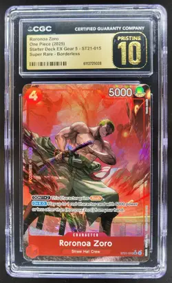 2025 ONE PIECE CCG RORONOA ZORO SUPER RARE BORDERLESS CGC 10 PRISTINE C PT - Image 1