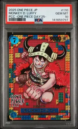 2025 ONE PIECE JPN PREM CARD COLL -ONE PIECE DAY'25- #110 MONKEY D. LUFFY PSA 10 - Image 1