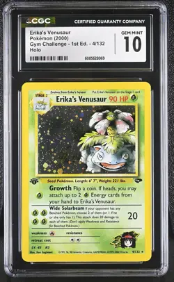 CGC 10 Erika's Venusaur Gym Challenge 1st Edition 4/132 Holo Pokemon Card - Image 1