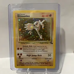 Pokemon TCG Hitmonlee 7/62 Fossil Set Holo Rare Card Vintage WOTC 1999 LP - Image 1